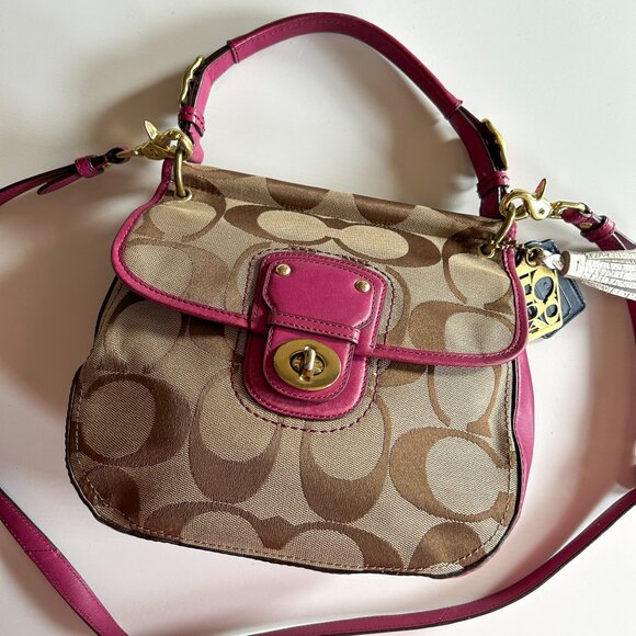 Coach Legacy Pink Leather Signature Large Willis Satchel Crossbody Strap 19034 - Picture 1 of 11